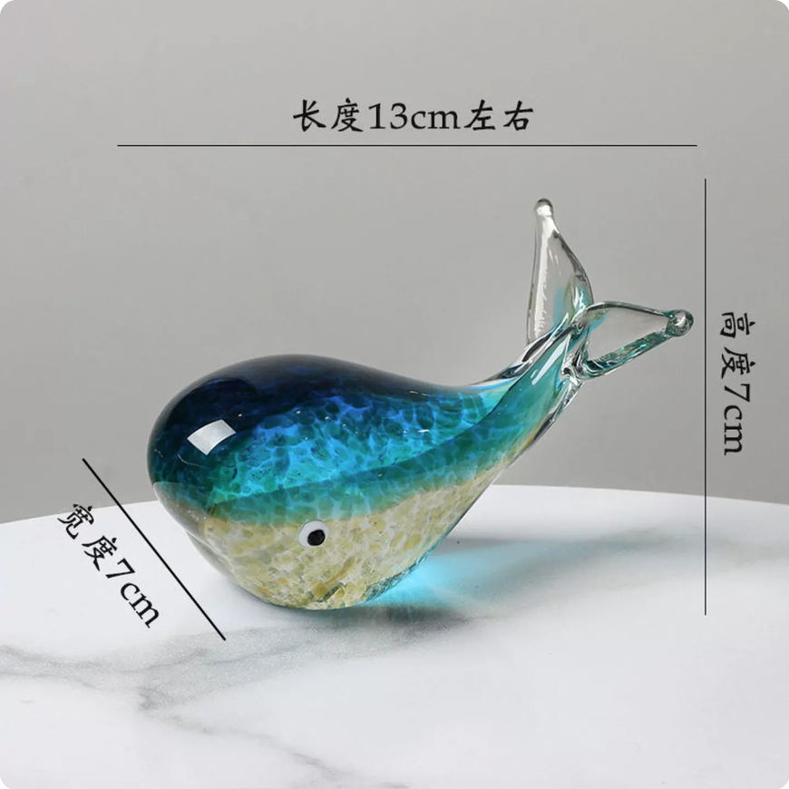 虹彩色の淄博琉璃クジラオブジェ